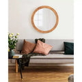 Miroir mural rond en bois massif Chevrons, 24"D