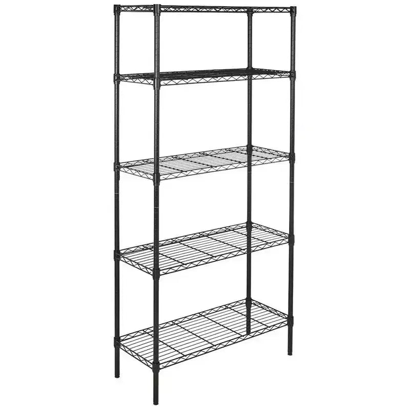Étagère à 5 niveaux en acier chromé, 180 cm (H) x 90 cm (L) x 35 cm (P)
