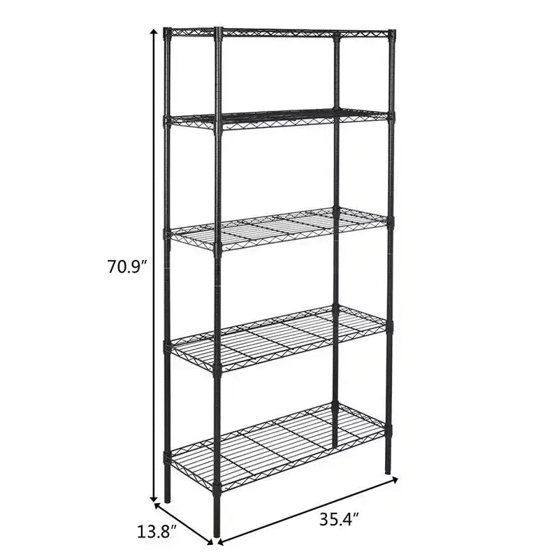 Étagère à 5 niveaux en acier chromé, 180 cm (H) x 90 cm (L) x 35 cm (P)