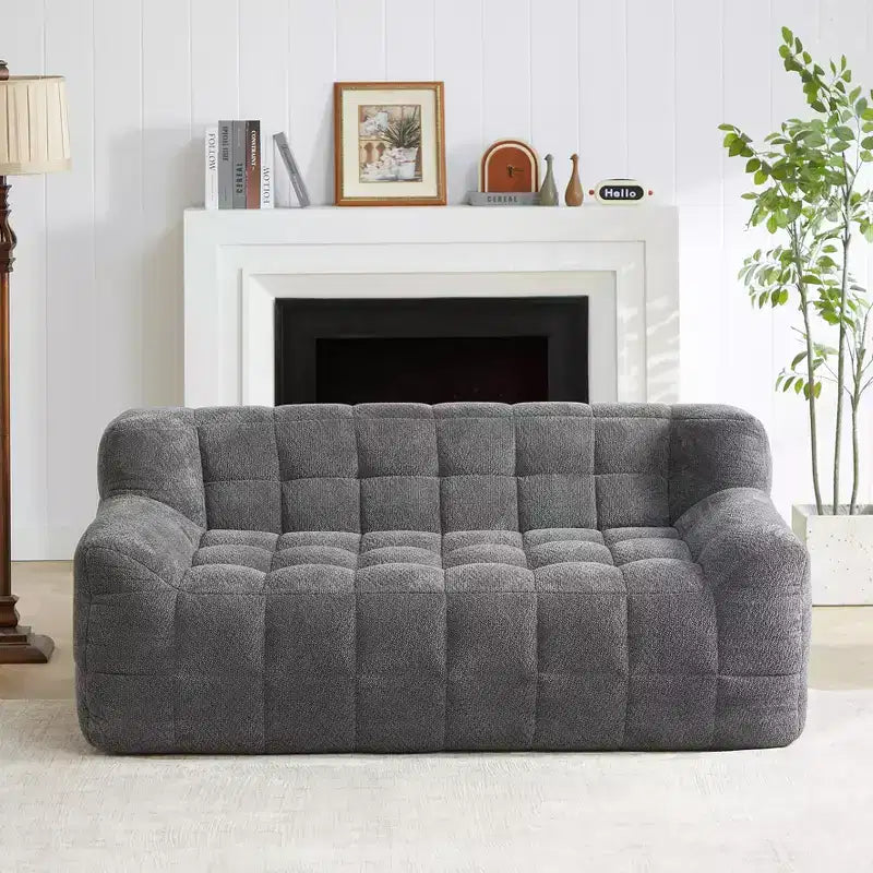 Causeuse en velours mousse, capitonnée carrée, 64,57"L x 37,8"P x 27,17"H