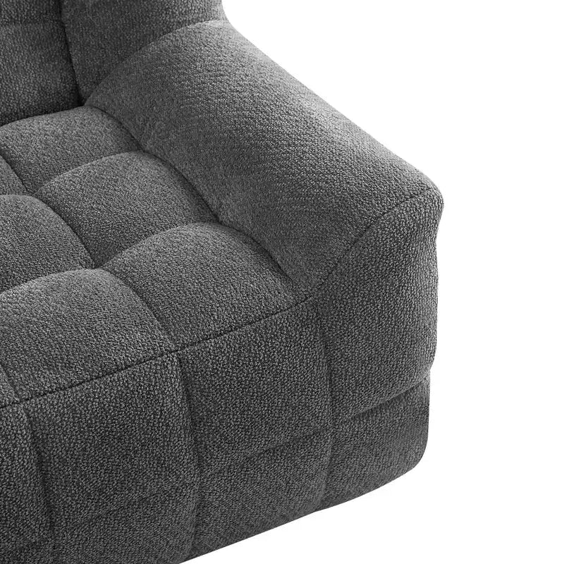 Causeuse en velours mousse, capitonnée carrée, 64,57"L x 37,8"P x 27,17"H