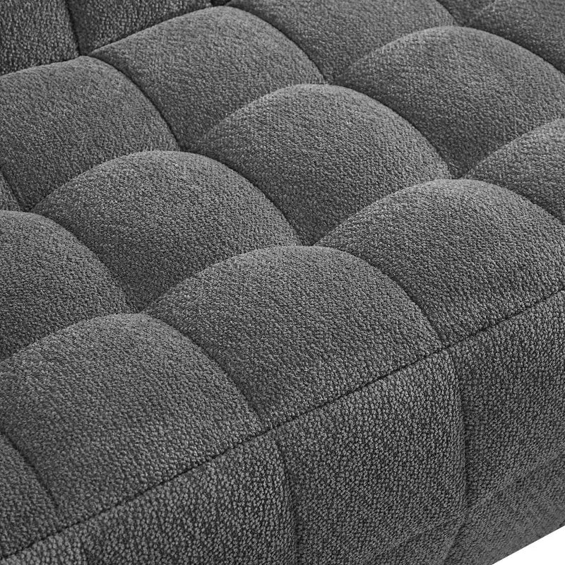Causeuse en velours mousse, capitonnée carrée, 64,57"L x 37,8"P x 27,17"H