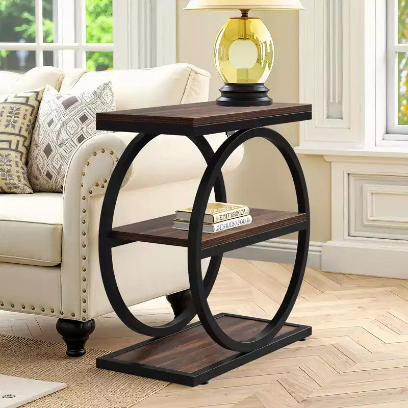 Table d'appoint à 3 étagères en MDF avec roulettes, 65 cm H x 60 cm L x 29,7 cm P