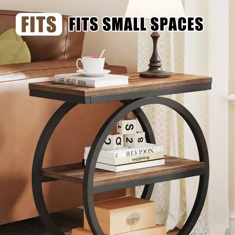 Table d'appoint à 3 étagères en MDF avec roulettes, 65 cm H x 60 cm L x 29,7 cm P