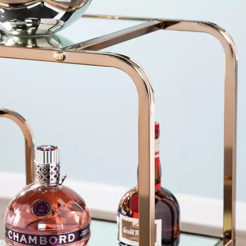 Desserte de bar en fer et miroir avec 6 étagères, 85,7 cm (H) x 91,4 cm (L) x 33,6 cm (P)