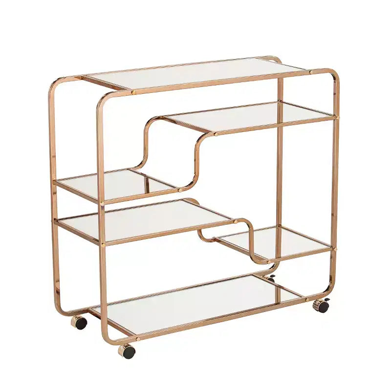 Desserte de bar en fer et miroir avec 6 étagères, 85,7 cm (H) x 91,4 cm (L) x 33,6 cm (P)