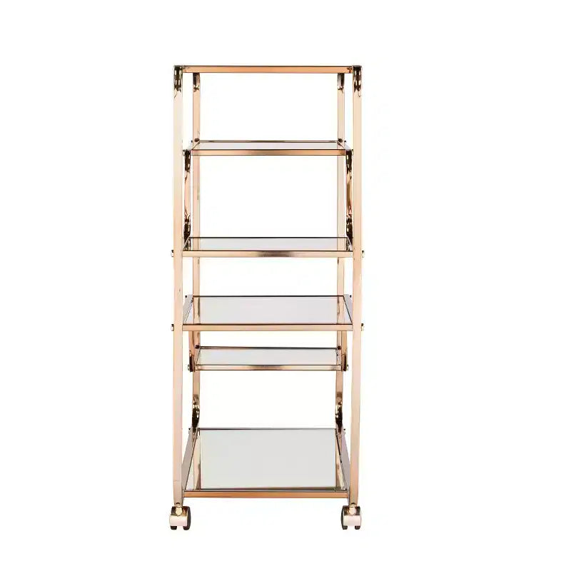 Desserte de bar en fer et miroir avec 6 étagères, 85,7 cm (H) x 91,4 cm (L) x 33,6 cm (P)