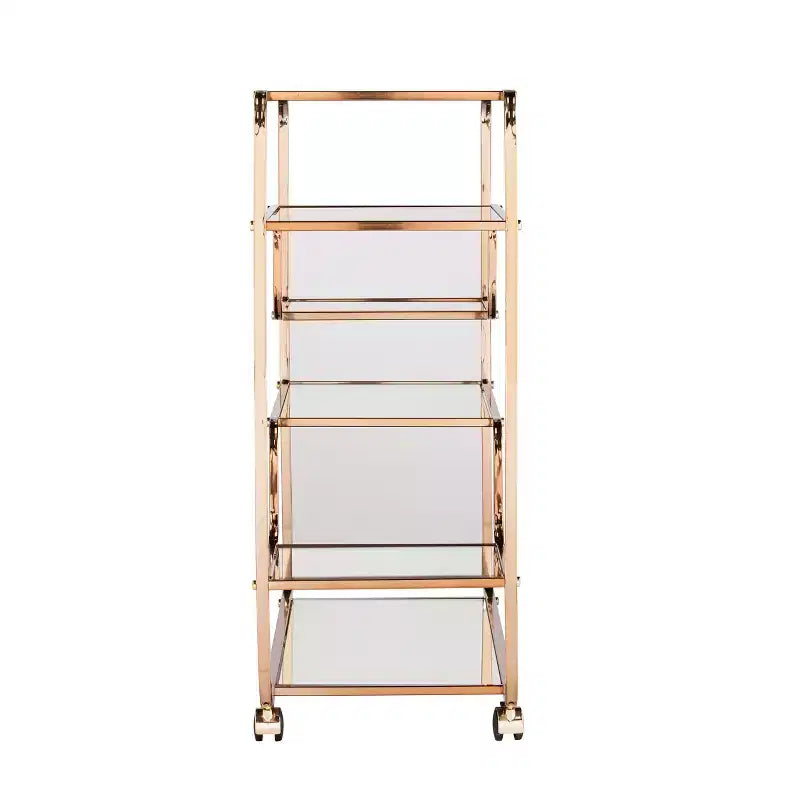 Desserte de bar en fer et miroir avec 6 étagères, 85,7 cm (H) x 91,4 cm (L) x 33,6 cm (P)