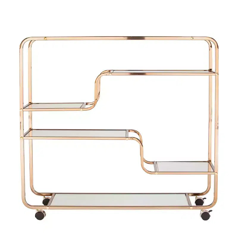 Desserte de bar en fer et miroir avec 6 étagères, 85,7 cm (H) x 91,4 cm (L) x 33,6 cm (P)