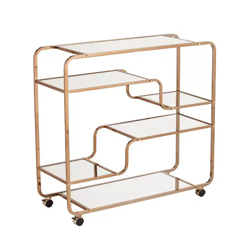 Desserte de bar en fer et miroir avec 6 étagères, 85,7 cm (H) x 91,4 cm (L) x 33,6 cm (P)