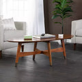 Table basse en fer et bois d'hévéa, 43 cm (H) x 132 cm (L) x 61 cm (P)