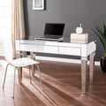 Bureau miroir en MDF avec lumières LED et 2 tiroirs, 75 cm H x 119 cm L x 53 cm P