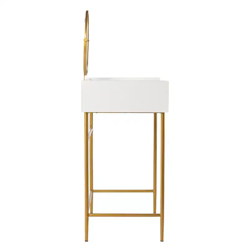 Coiffeuse en MDF et fer avec miroir et tiroir, 114,9 cm (H) x 80 cm (L) x 42,5 cm (P)