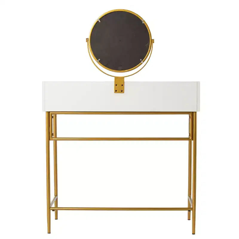 Coiffeuse en MDF et fer avec miroir et tiroir, 114,9 cm (H) x 80 cm (L) x 42,5 cm (P)