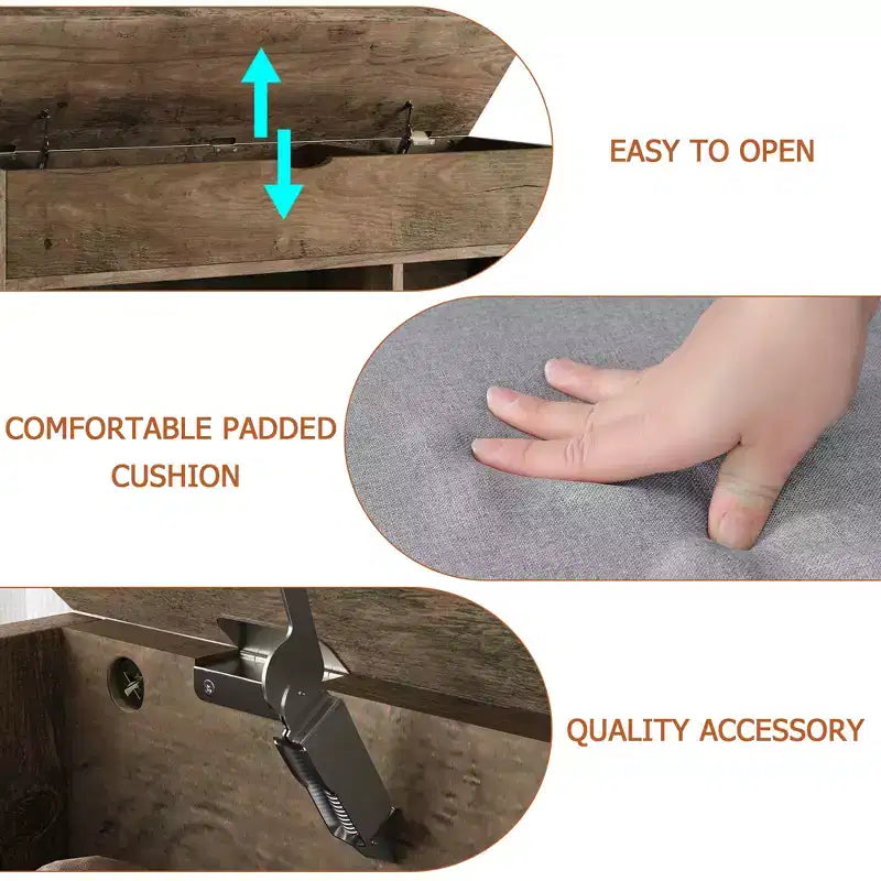 Banc de rangement à chaussures en MDF avec siège rembourré et 2 étagères