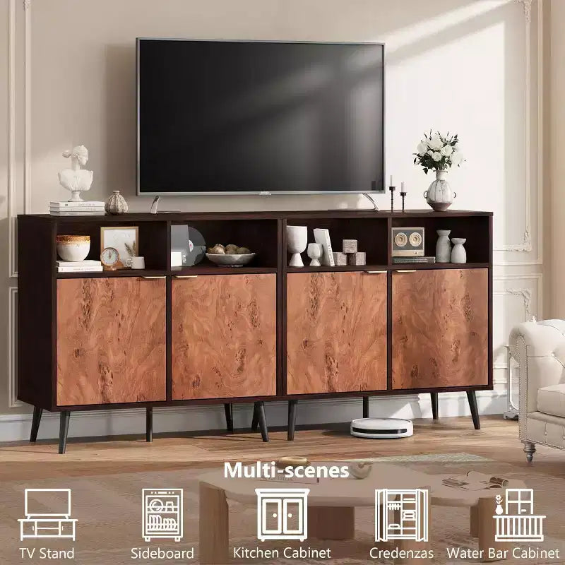 Buffet de cuisine avec rangement, bahut de 80 cm avec portes, meuble de rangement pour café