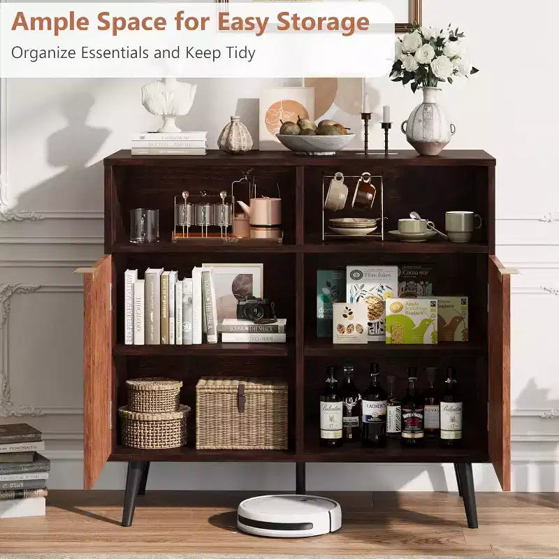 Buffet de cuisine avec rangement, bahut de 80 cm avec portes, meuble de rangement pour café