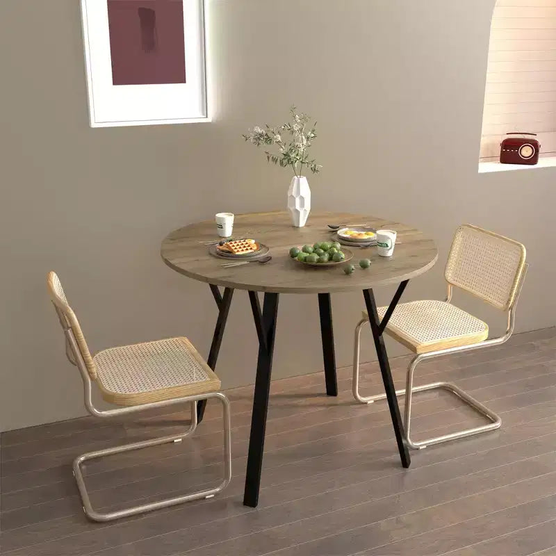 Table à manger ronde en bois et métal, 89,99 cm de diamètre x 74,98 cm de hauteur