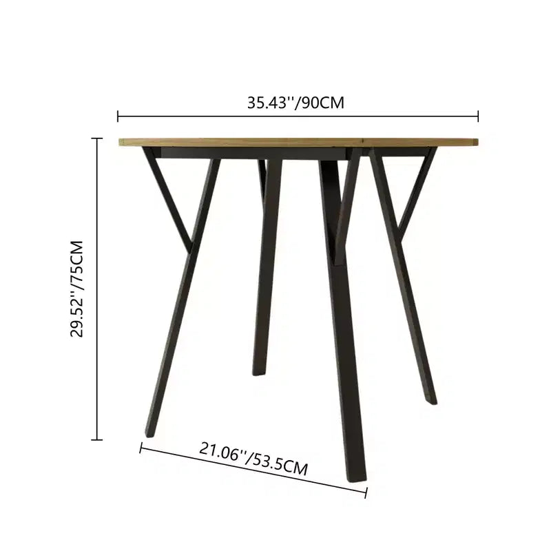 Table à manger ronde en bois et métal, 89,99 cm de diamètre x 74,98 cm de hauteur