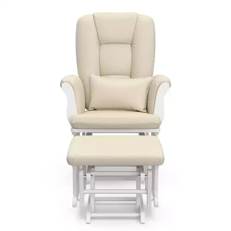 Fauteuil de chambre d'enfant à bascule en bois et polyester avec pouf, 72 cm (L) x 102 cm (H) x 83 cm (P)
