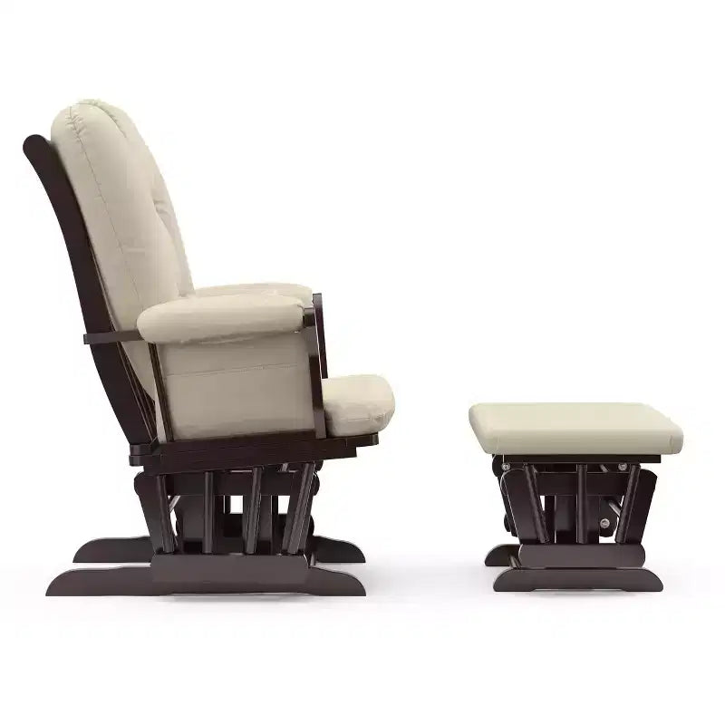 Fauteuil de chambre d'enfant à bascule en bois et polyester avec pouf, 72 cm (L) x 102 cm (H) x 83 cm (P)