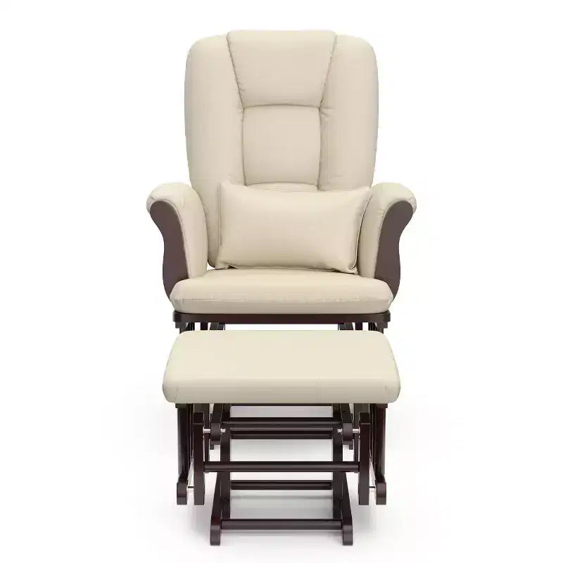 Fauteuil de chambre d'enfant à bascule en bois et polyester avec pouf, 72 cm (L) x 102 cm (H) x 83 cm (P)
