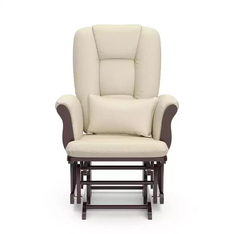 Fauteuil de chambre d'enfant à bascule en bois et polyester avec pouf, 72 cm (L) x 102 cm (H) x 83 cm (P)