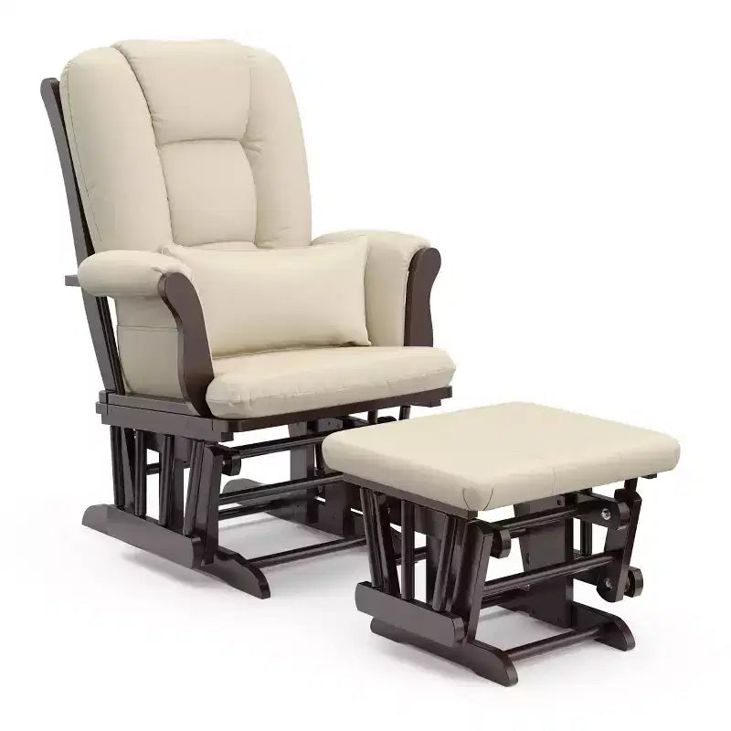 Fauteuil de chambre d'enfant à bascule en bois et polyester avec pouf, 72 cm (L) x 102 cm (H) x 83 cm (P)