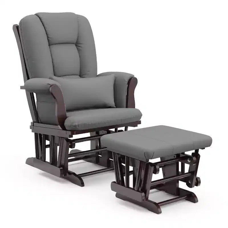 Fauteuil de chambre d'enfant à bascule en bois et polyester avec pouf, 72 cm (L) x 102 cm (H) x 83 cm (P)