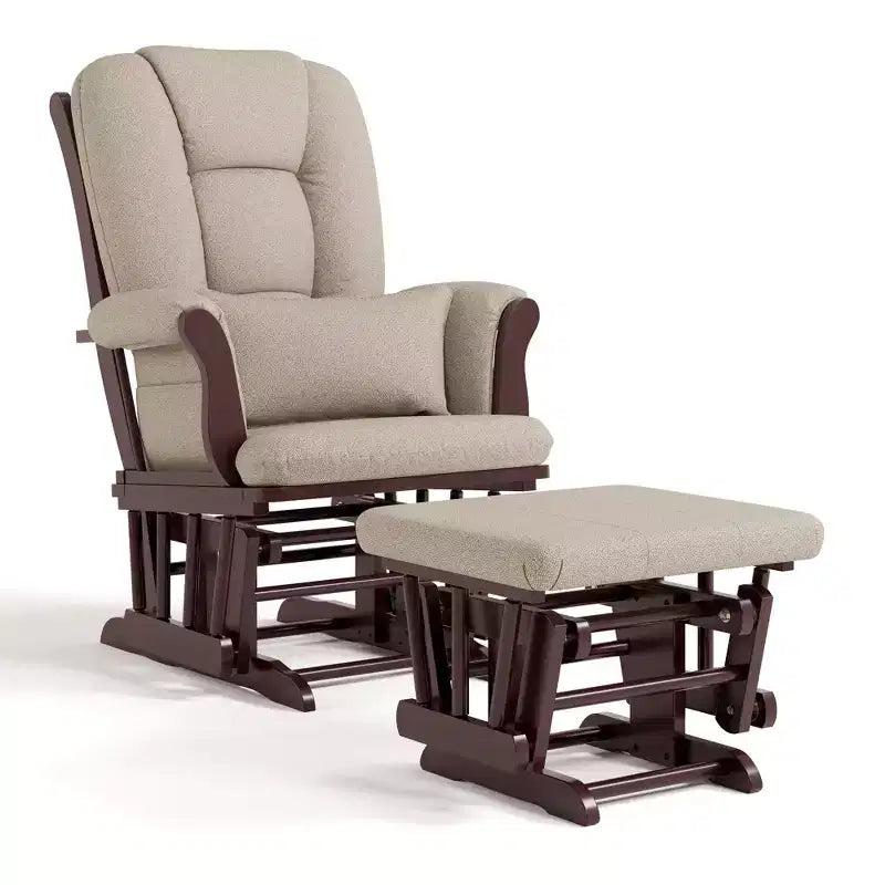 Fauteuil de chambre d'enfant à bascule en bois et polyester avec pouf, 72 cm (L) x 102 cm (H) x 83 cm (P)
