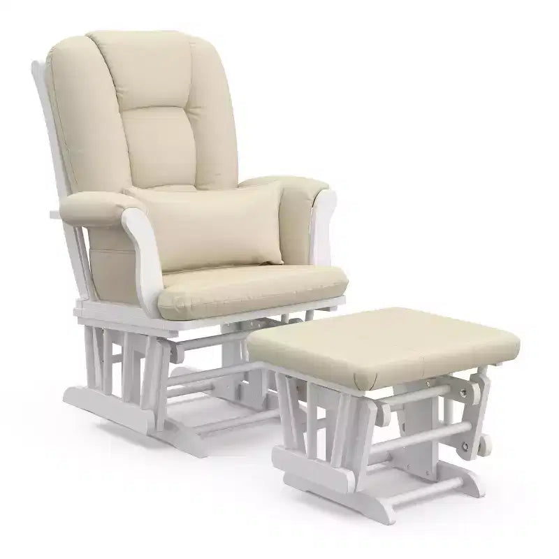 Fauteuil de chambre d'enfant à bascule en bois et polyester avec pouf, 72 cm (L) x 102 cm (H) x 83 cm (P)
