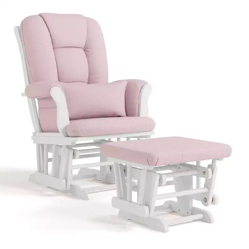 Fauteuil de chambre d'enfant à bascule en bois et polyester avec pouf, 72 cm (L) x 102 cm (H) x 83 cm (P)