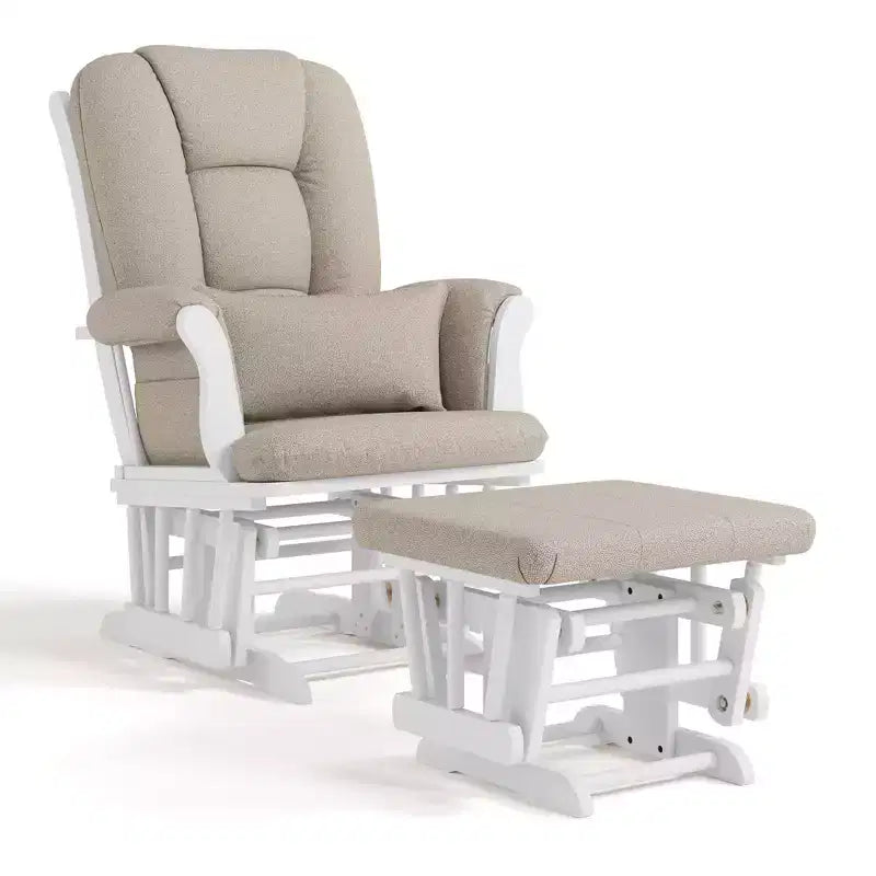 Fauteuil de chambre d'enfant à bascule en bois et polyester avec pouf, 72 cm (L) x 102 cm (H) x 83 cm (P)