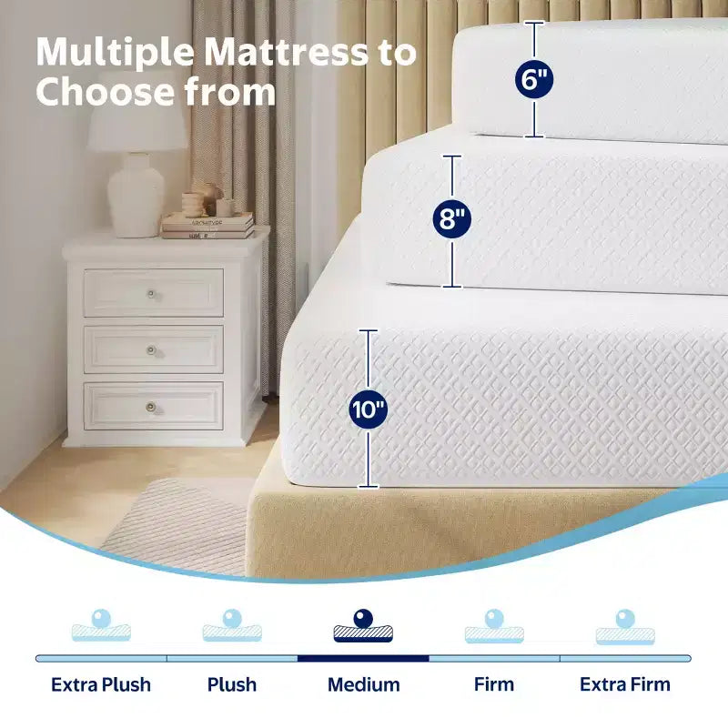 Matelas en mousse à mémoire de forme au gel avec couche de charbon de bambou et housse en polyester
