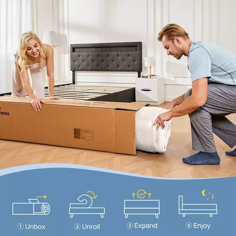 Matelas en mousse à mémoire de forme au gel avec couche de charbon de bambou et housse en polyester
