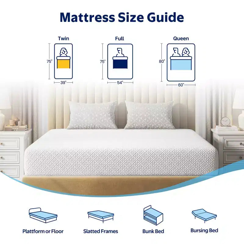 Matelas en mousse à mémoire de forme au gel avec couche de charbon de bambou et housse en polyester