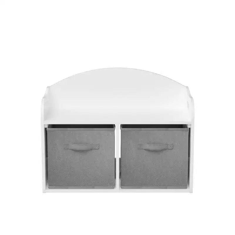 Banc de rangement en MDF avec tiroirs pliables en tissu, 48,5 cm H x 62,5 cm L x 30 cm P