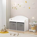 Banc de rangement en MDF avec tiroirs pliables en tissu, 48,5 cm H x 62,5 cm L x 30 cm P