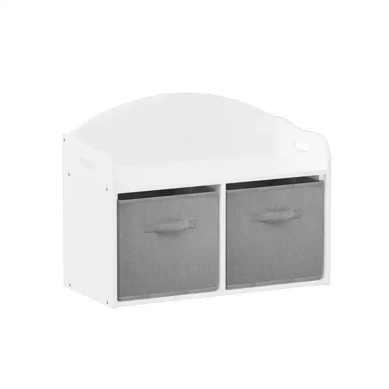 Banc de rangement en MDF avec tiroirs pliables en tissu, 48,5 cm H x 62,5 cm L x 30 cm P