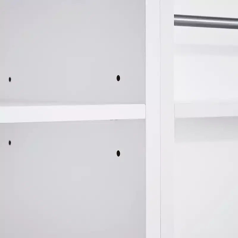Meuble de Rangement de Salle de Bain en MDF avec Panier à Linge Basculant et Étagère Réglable, 71.7"H x 31.1"W x 16.1"D