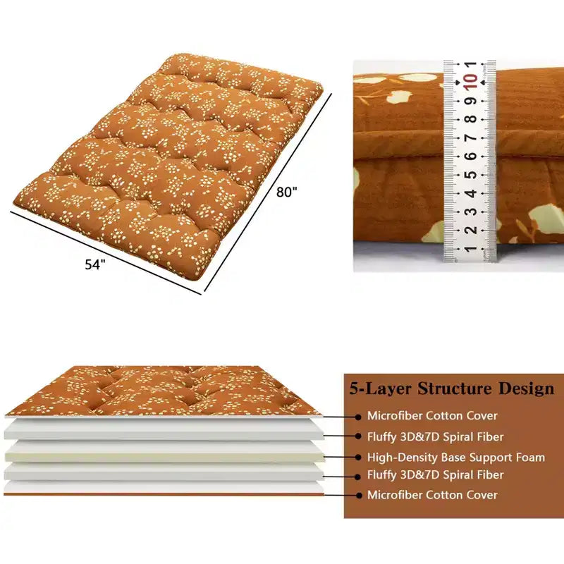 Matelas futon de sol en microfibre et coton, épaisseur 7,6 cm, jumeau 99 cm L x 203 cm l / complet 137 cm L x 203 cm l