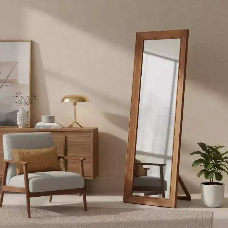 Miroir sur pied pleine longueur en bois massif, 65"H x 22"L x 2.34"P