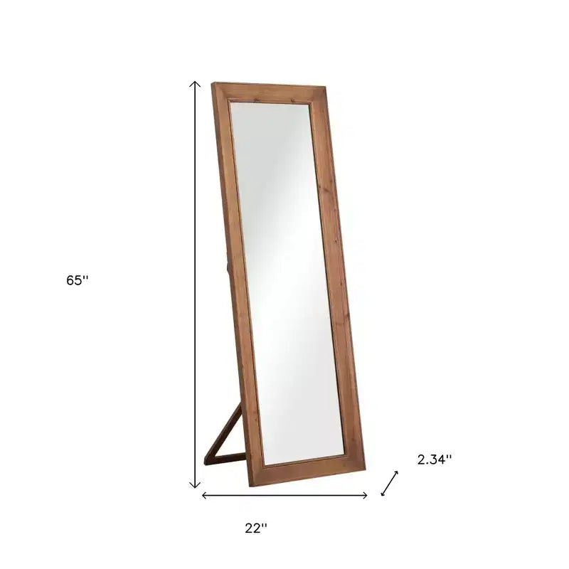 Miroir sur pied pleine longueur en bois massif, 65"H x 22"L x 2.34"P