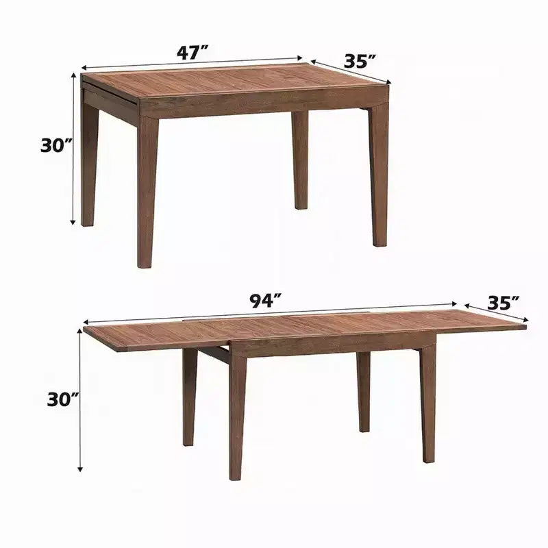 Table à manger extensible en hévéa et MDF, 119-239 cm (L) x 89 cm (l) x 76 cm (H)
