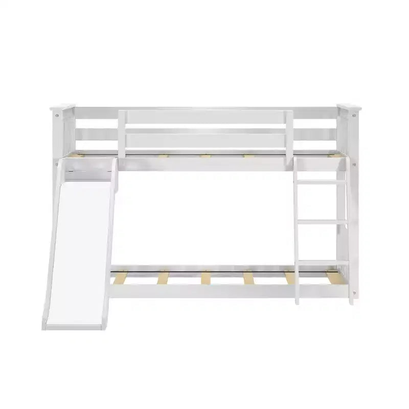 Lit superposé simple en bois massif avec toboggan, 84,5"L x 50"H