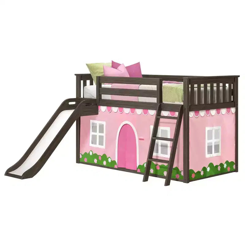Lit superposé simple en bois massif avec toboggan, 84,5"L x 50"H
