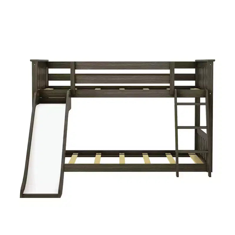 Lit superposé simple en bois massif avec toboggan, 84,5"L x 50"H