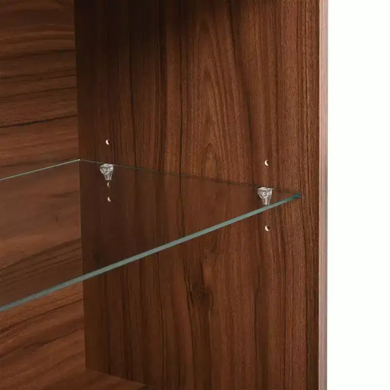 Îlot de placard en bois et MDF avec plateau en verre, 6 tiroirs et étagères ouvertes, 120,1 cm (L) x 84,8 cm (H) x 59,9 cm (P)