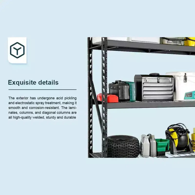 Étagère de garage robuste noire à 3 niveaux C, capacité de 2721 kg, hauteur réglable pour entrepôt/sous-sol (1 paquet)