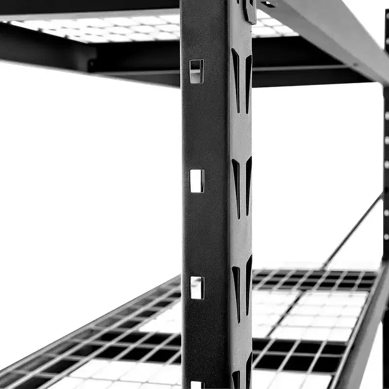 Étagère de garage robuste noire à 3 niveaux C, capacité de 2721 kg, hauteur réglable pour entrepôt/sous-sol (1 paquet)